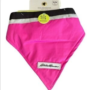 NWT Eddie Bauer reversible Pink hook and loop closure Pet dog bandana Sz S/M